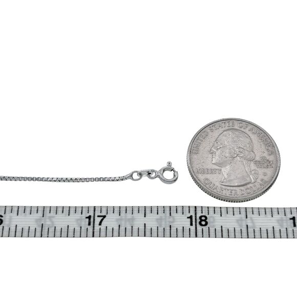 Vintage Sterling Silver 925 1.1mm Box Chain Necklace 15.75"-17.75" - Picture 2 of 3
